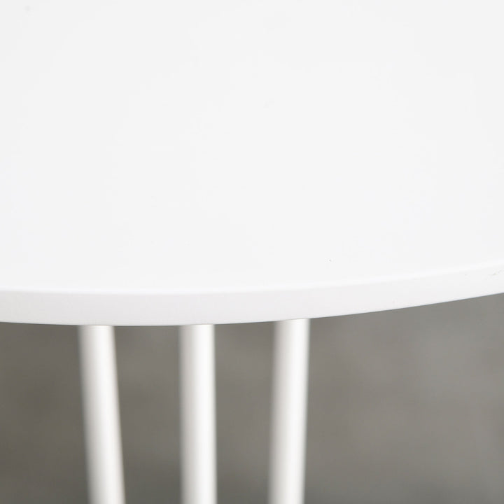 Mesa de Sala de Jantar Redonda com Pés em Forma de Garfo Metálicos Estilo Moderno para Cozinha Sala de Estar Cafeteria Ø70x75cm Branco
