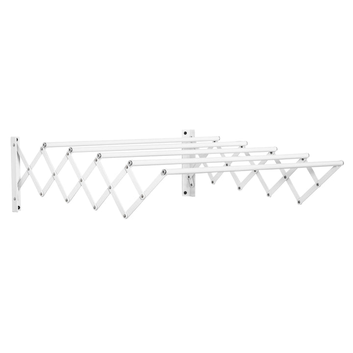 Estendal de Parede Extensível de 63,5cm de Metal com 5 Barras para Interior e Exterior Carga 10kg 63,5x60x20cm Branco