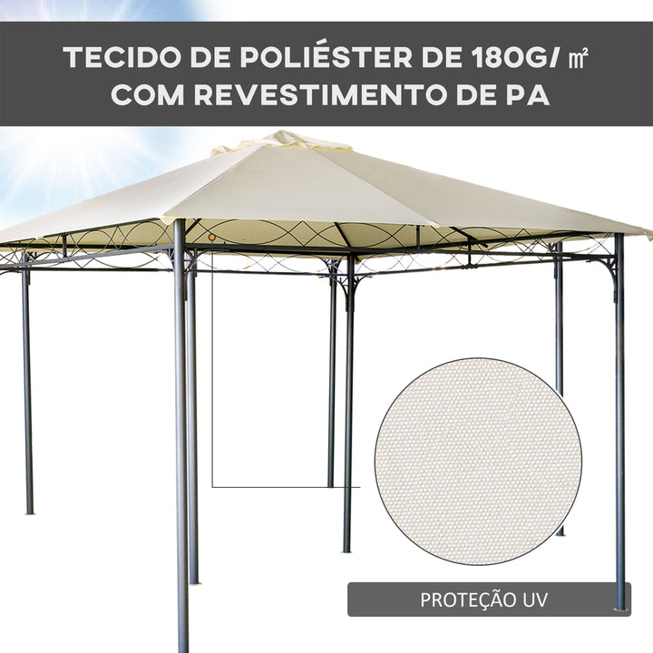 Cobertura de Substituição de 3x3m para Pérgola de Jardim com 8 Orifícios de Drenagem e Ventilação Bege