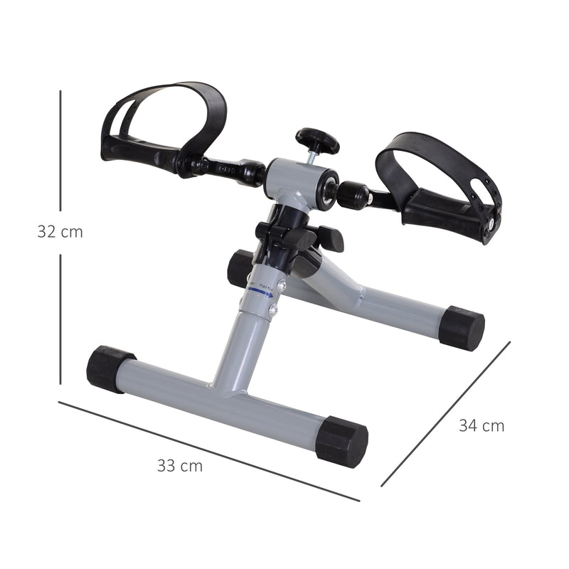 Mini bicicleta ergométrica dobrável com pedal de exercício resistência ajustável para treinamento de pernas e braços 33x34x32 cm prata