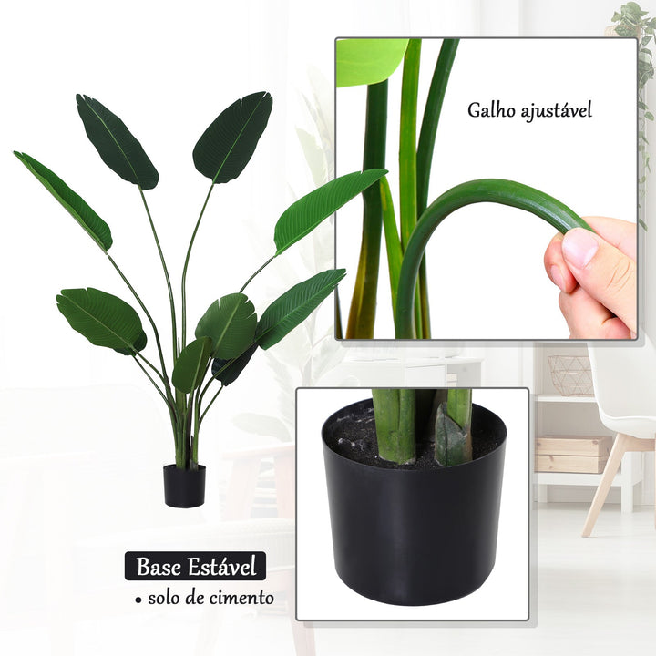 Planta Artificial com grandes folhas de palmeira Árvore realista com pote 10 folhas ?18x180cm