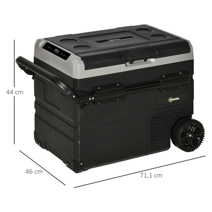 Frigorífico e Congelador de Compressor Portátil 40L Refrigerador de Carro CC 12V/24V até -20? com Ecrã LED Tátil Alça Retrátil e Rodas 71,1x46x44 cm Preto