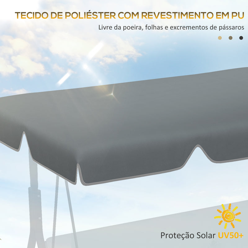 Toldo de Substituição para Baloiço de 2 Lugares Cobertura de Substituição para Baloiço com Proteção UV50+ para Jardim Varanda Pátio 192x144 cm Cinza Escuro