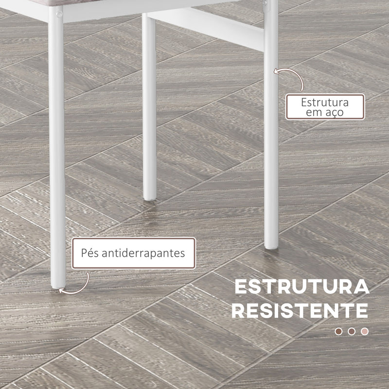 Conjunto de Refeição 5 Peças Conjunto de Mesa e 4 Cadeiras para 4 Pessoas com Estrutura de Aço para Cozinha Restaurante 110x70x75 cm Madeira e Branco