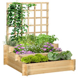 Floreira de 3 Níveis com Treliça Hortal Vertical com Tecido não Tecido para Cultivos de Verduras Flores Ervas 95x95x110 cm Madeira