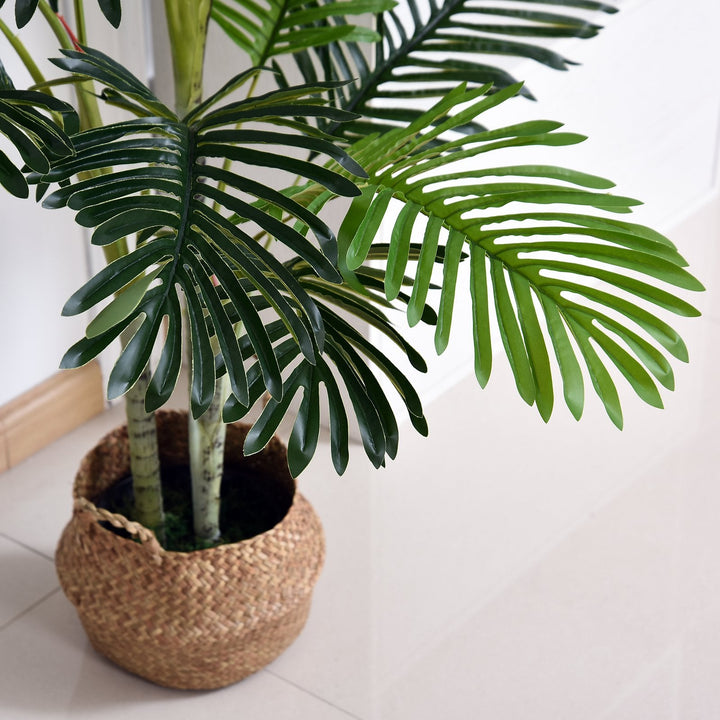 Palmeira Artificial 150cm com bastões naturais Árvore decorativa da planta Sintético com vaso Casa terraço jardim decoração
