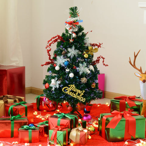 Árvore de Natal 90cm Artificial Árvore com Suporte Fibra Óptica 4 Cores