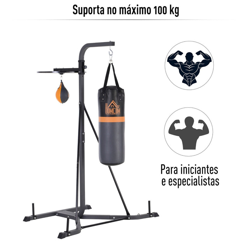 Saco de boxe com suporte ajustável em altura em 4 níveis 166,5cm - 181,5cm inclui Velocidade da bola 104x156x202cm