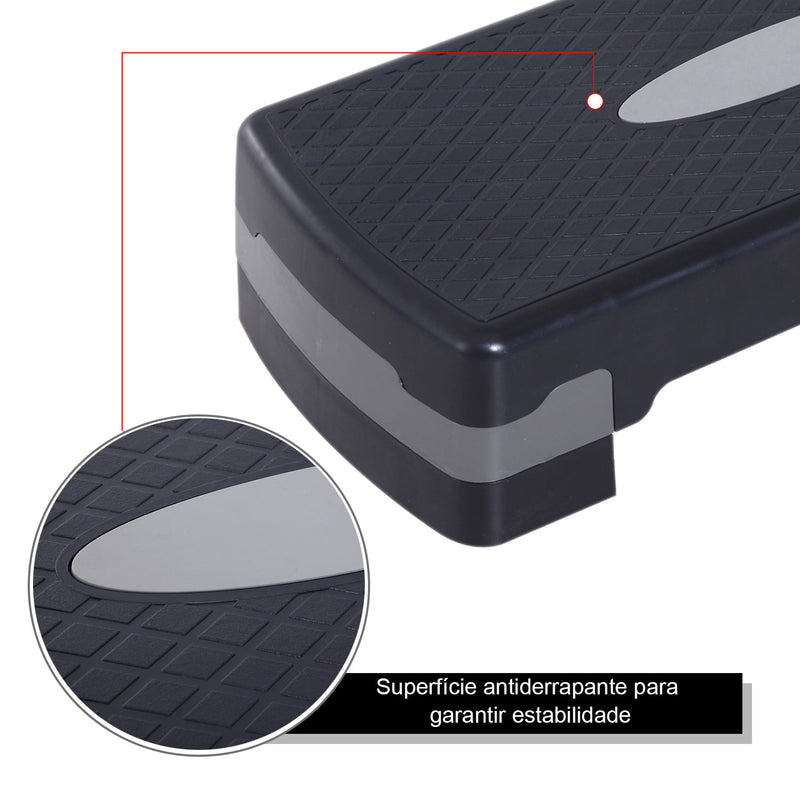 Tábua plataforma Step para Desporto com Altura Regulável a 2 níveis de carga 150 KG 68x29 cm