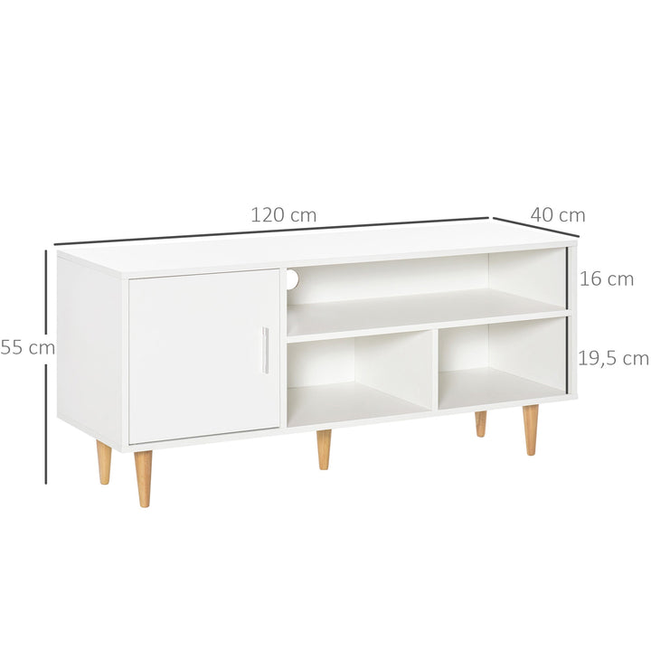 Móvel de TV para Televisores de até 60” Móvel de Sala de Estar Moderno com Armário 3 Compartimentos 120x40x55cm Branco