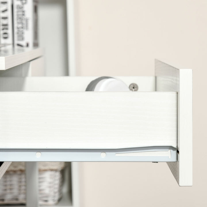 Conjunto de 2 mesas secretária para escritório com rodas 2 gavetas 100x36x88 cm Branco