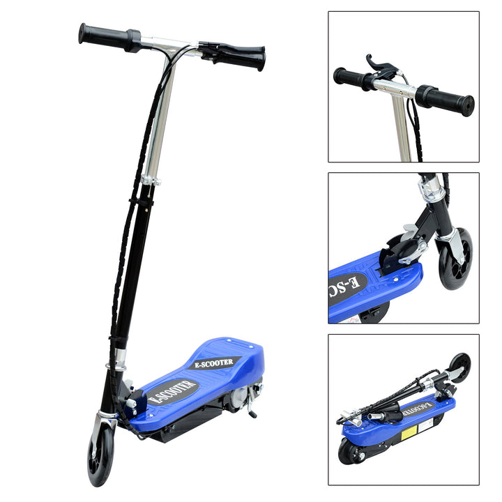 Trotinete Eléctrico Tipo Scooter com Guiador Ajustável – Cor Azul - 78x37x91-99 cm
