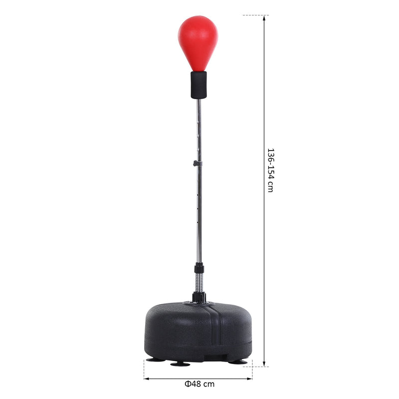 Pêra de boxe ajustável em altura com base recarregável Pêra boxe com suporte e luvas para adultos e adolescentes ?48x136-154 cm Vermelho