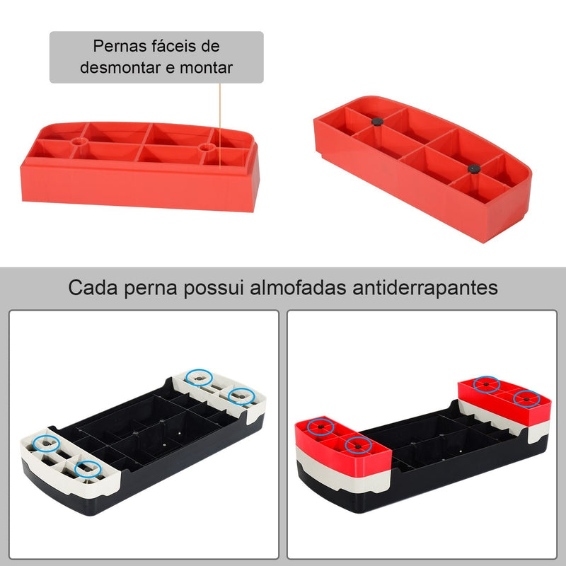 Step Fitness Altura ajustável a 2 níveis de 10 a 15 cm Plástico Preto Cinzento Vermelho 68x29 cm