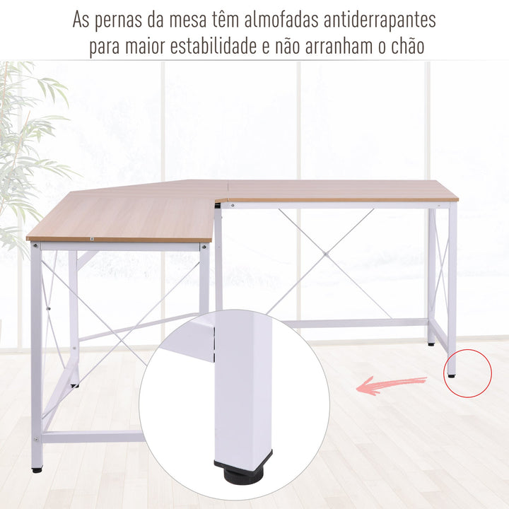 Mesa de computador PC Mesa de escritório formulário de tabela de canto L Armação de Aço 150x150x76cm