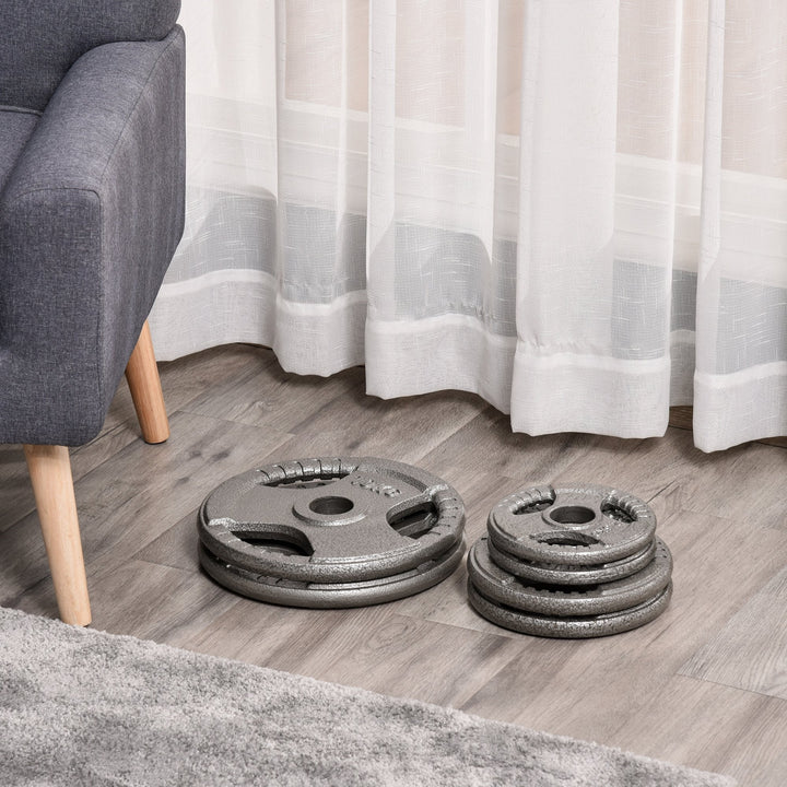 Conjunto de 6 Discos de Peso 35kg Discos Olimpicos com Orifício Central de Ø5,4cm para Treinamento em Casa Academia Prata