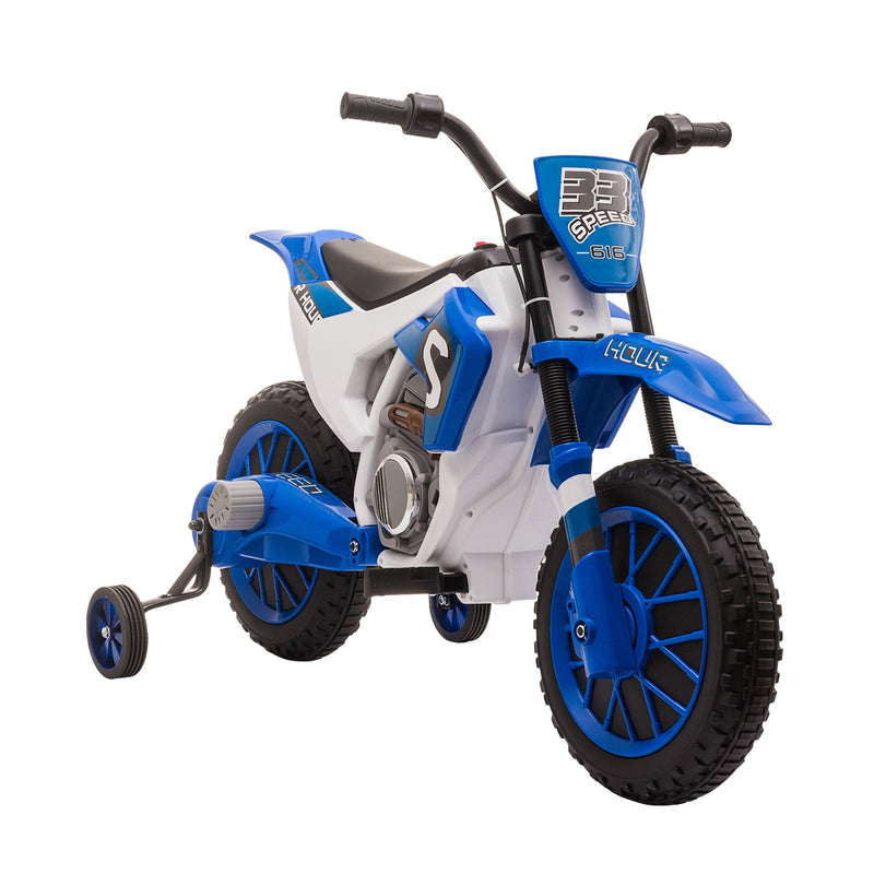 Mota Elétrica para Crianças acima de 3 Anos 12V Mota de Brinquedo Infantil com 2 Rodas de Equilíbrio Velocidade Máx. 8km/h Arranque Suave 106,5x51,5x68cm Azul