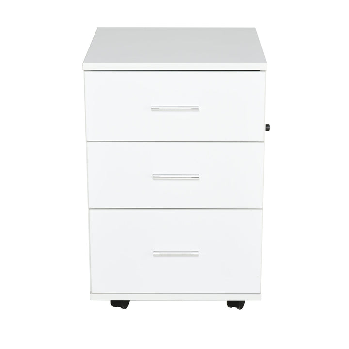 Armário de escritório com 3 gavetas Rodas com freio Fechadura 40x41,5x61,5 cm Branco