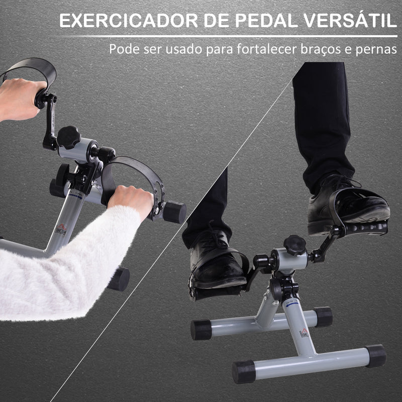 Mini bicicleta ergométrica dobrável com pedal de exercício resistência ajustável para treinamento de pernas e braços 33x34x32 cm prata