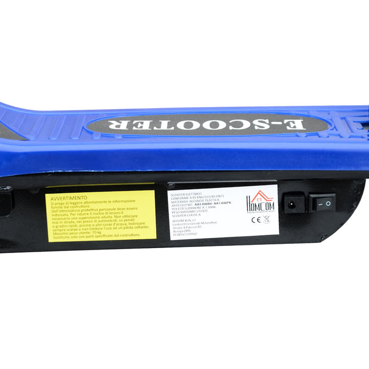 Trotinete Eléctrico Tipo Scooter com Guiador Ajustável – Cor Azul - 78x37x91-99 cm