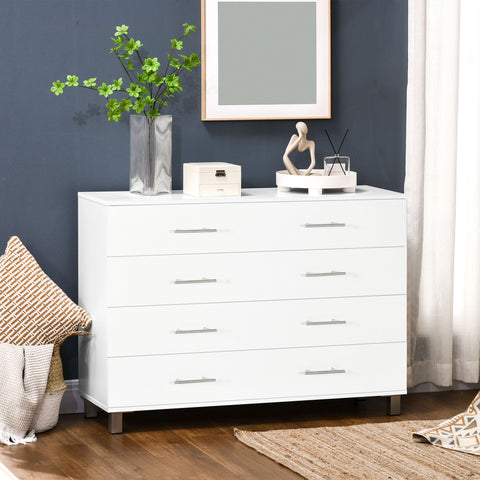 Cómoda com 4 Gavetas Cómoda de Dormitório com Pés de Estilo Moderno para Sala de Estar Entrada Corredor 112x38,2x81cm Branco