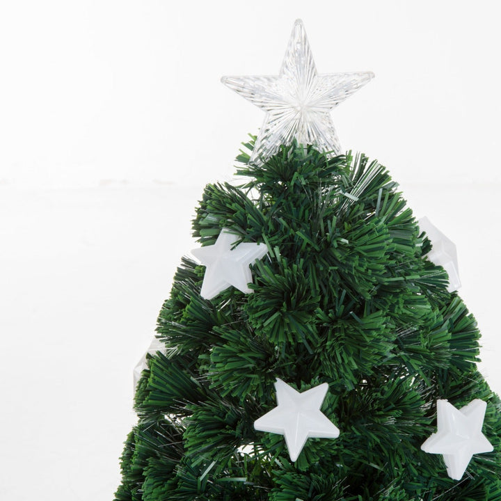 Árvore de Natal artificial 90cm Pinheiro Decoração de Natal com 12 LED 3 Cores 90 Ramos Verde PVC