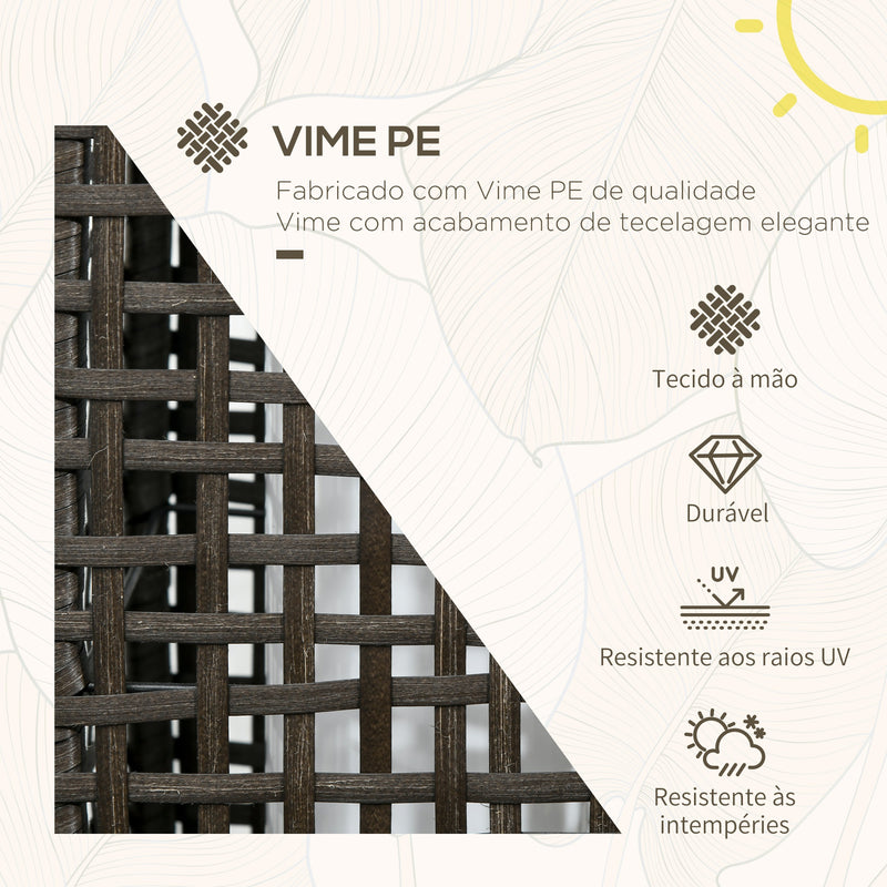 Candeeiro de Jardim de Vime Sintético Candeeiro Solar de Exterior com Luzes LED Ligar/Desligar Automático para Varanda Pátio 21x21x78cm Cinza