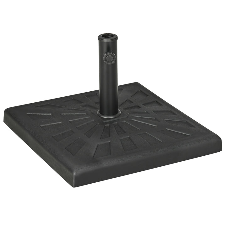 Base para Chapéu de Sol de Resina 19 kg Base para Chapéu de Sol com Mastro de Ø32/38/48 mm para Jardim Varanda Pátio 51x51x32 cm Preto