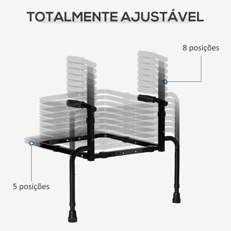 Barra de Apoio para Sofá com Altura e Largura Ajustáveis Apoio para Levantar do Sofá para Idosos Carga Máxima 136kg 72,5-90,5x51-59x57-77cm Preto