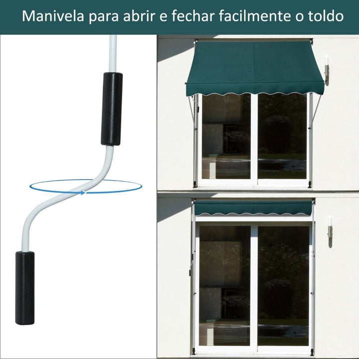 Toldo Ajustável para Portas ou Janelas Pernas Telescópicas 200x150cm Verde
