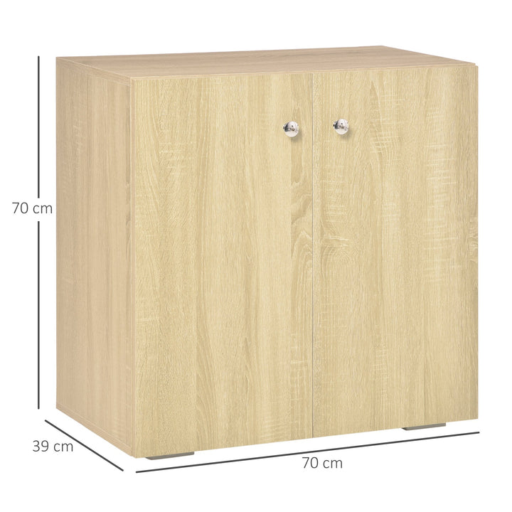 Aparador de Sala de Estar com 2 Portas Armário Auxiliar com 2 Prateleiras para de Livros Roupa Brinquedos Estilo Moderno 70x39x70cm Natural