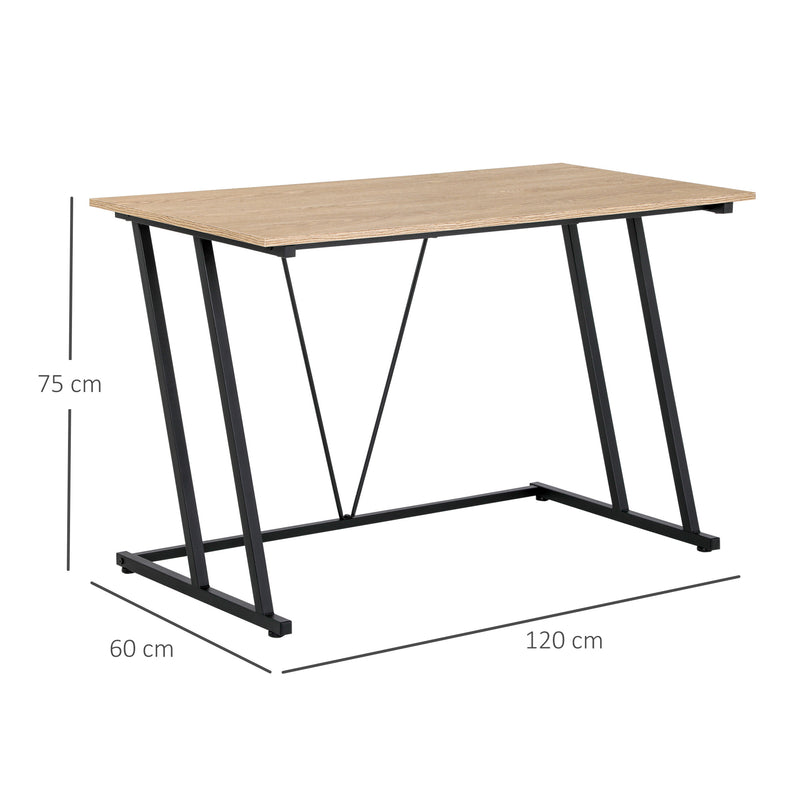 Secretária Mesa de Computador 120x60x85cm com Bancada de Madeira e Pés de Metal Carga Máxima 30kg Estilo Moderno para Escritório Estúdio Dormitório Madeira e Preto