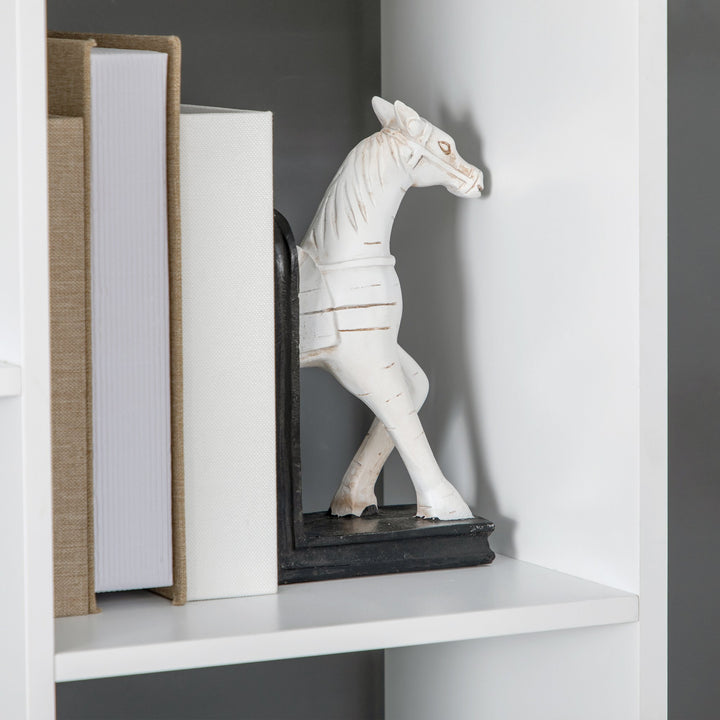 Estante de Madeira Estante para Livros com 1 Gaveta e 9 Compartimentos de Armazenamento Livraria para Sala de Estar Escritório Estúdio 60x26x158cm Branco