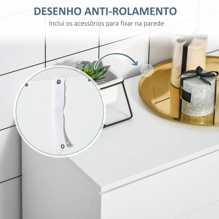 Armário de Casa de Banho com 2 Portas e 2 Prateleiras Ajustáveis em 7 Níveis Móvel Auxiliar de Armazenamento para Sala de Estar Cozinha 60x30x80cm Branco