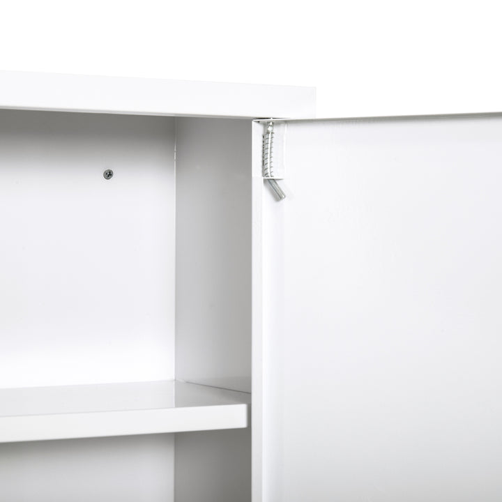 Armário Farmácia de Parede de Armário para Medicamentos de Metal com 3 Prateleiras de Armazenamento e Fechadura com 2 Chaves para Casa de Banho Cozinha 40x18x60cm Branco