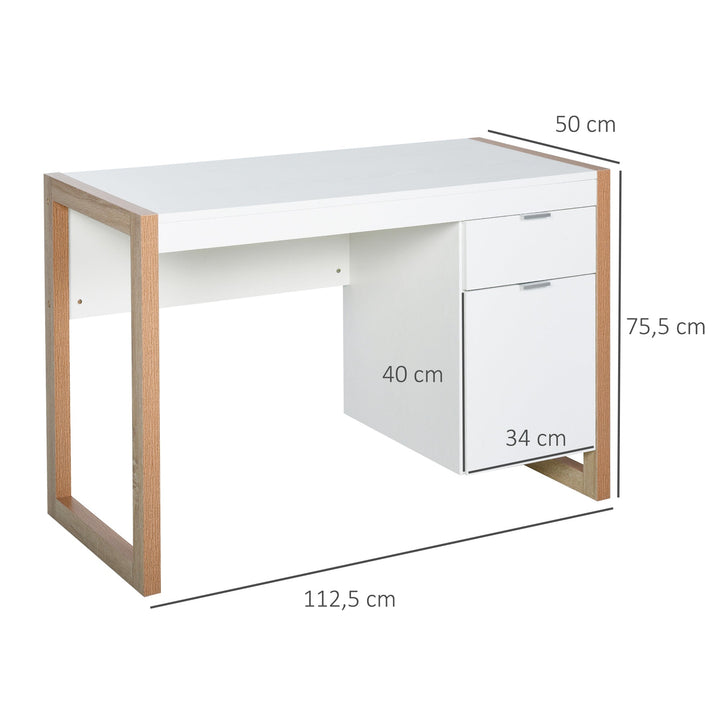 Mesa de Escritório com gaveta Armário Pés retangulares 112,5x50x75,5 cm Branco
