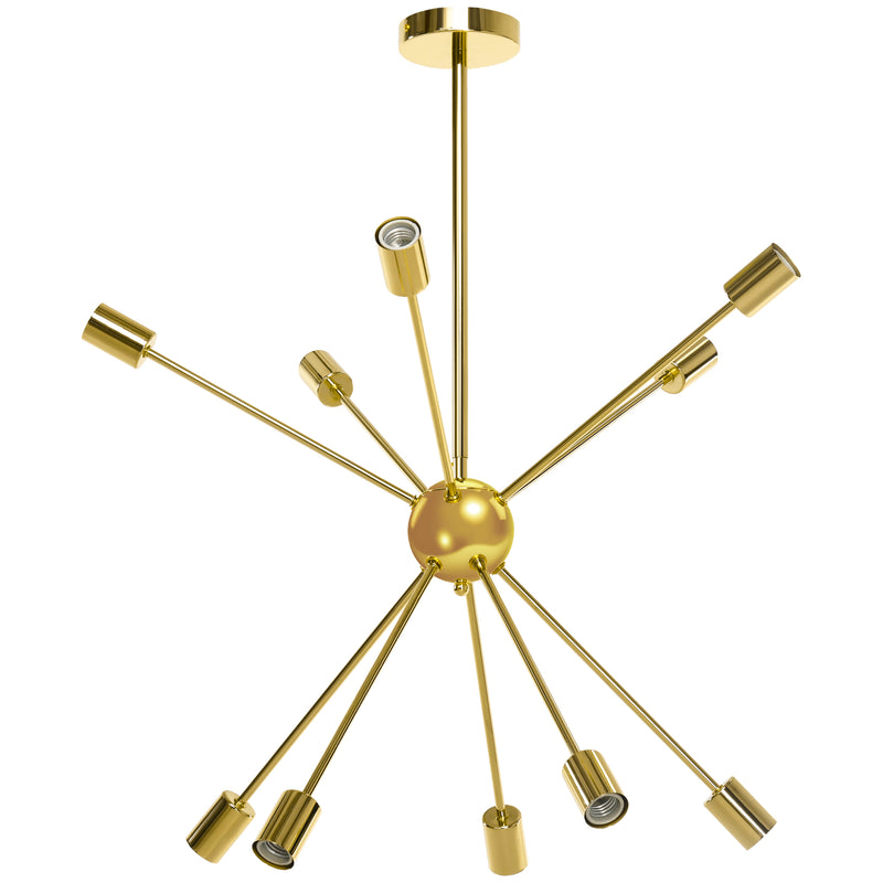 Candeeiro Suspenso Elegante Candeeiro de Teto de Metal Suporte para Lâmpada E27 Máx. 25W para Sala de Estar Sala de Jantar Dormitório 65x65x78,5cm Dourado