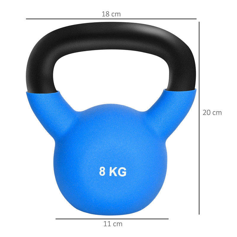 Kettlebell de 8kg de Ferro Fundido Haltere Kettlebell com Revestimento de Neoprene para Treinamento de Força Casa Ginásio 18x11x20cm Azul