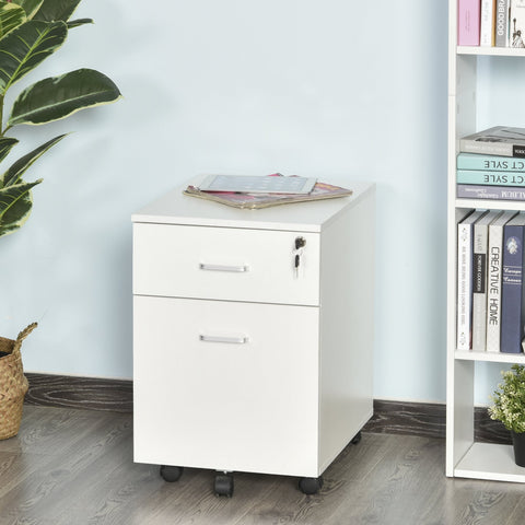 Gaveta com Rodas para Escritório 2 Gavetas com Espaço para A4 40x49x58 Branco