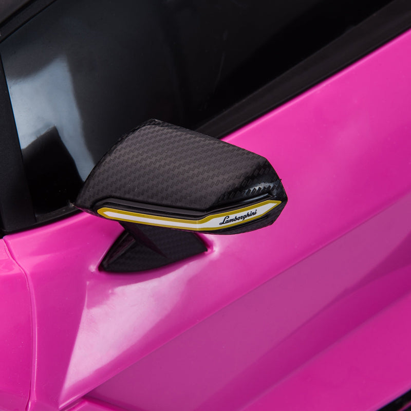 Carro Elétrico Lamborghini SIAN 12V para Crianças acima de 3 Anos com Controle Remoto Abertura da Porta Música MP3 USB e Faróis 108x62x40cm Rosa