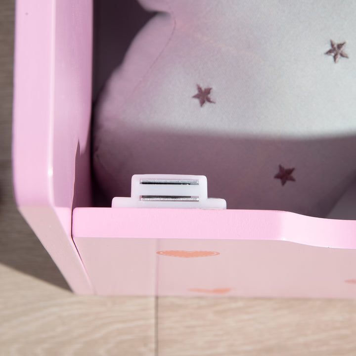 Baú Infantil 2 em 1 Baú de Armazenamento Organizador de Brinquedos para Crianças acima de 18 Meses com Tampa de Fechamento Seguro para Dormitório Sala de Jogos Carga 50kg 60x30x50cm Rosa