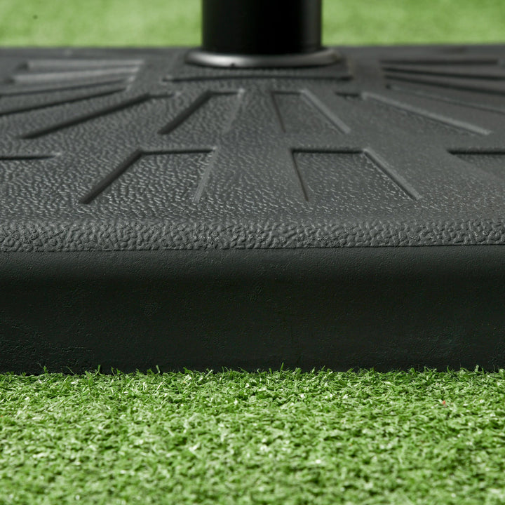 Base para Chapéu de Sol de Resina 19 kg Base para Chapéu de Sol com Mastro de Ø32/38/48 mm para Jardim Varanda Pátio 51x51x32 cm Preto