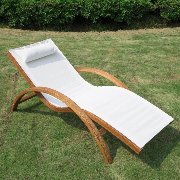 Espreguiçadeira para jardim terraço e piscina - cor branca - madeira -165x72x70cm