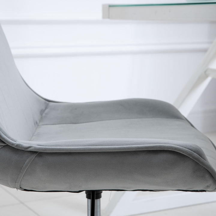 Cadeira de Escritório Giratória Cadeira de Escritório Ergonómica com Altura Ajustável Encosto Estofado em Pelúcia Suave e Rodas Carga 120kg 52,5x60x82-91cm Cinza