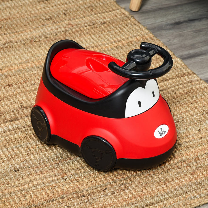Bacio para Bebé de 6-36 Meses Bacio de Aprendizagem Treinamento Portátil em Forma de Carro com Tampa Volante Fácil de Limpar Carga 50kg 40x27,5x29,1cm Vermelho