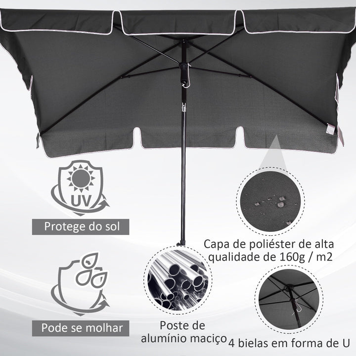 Guarda-sol Grande Reclinável Impermeável e Resistente a UV para Jardim Pátio Praia Piscina Terraço 198x130x240 cm