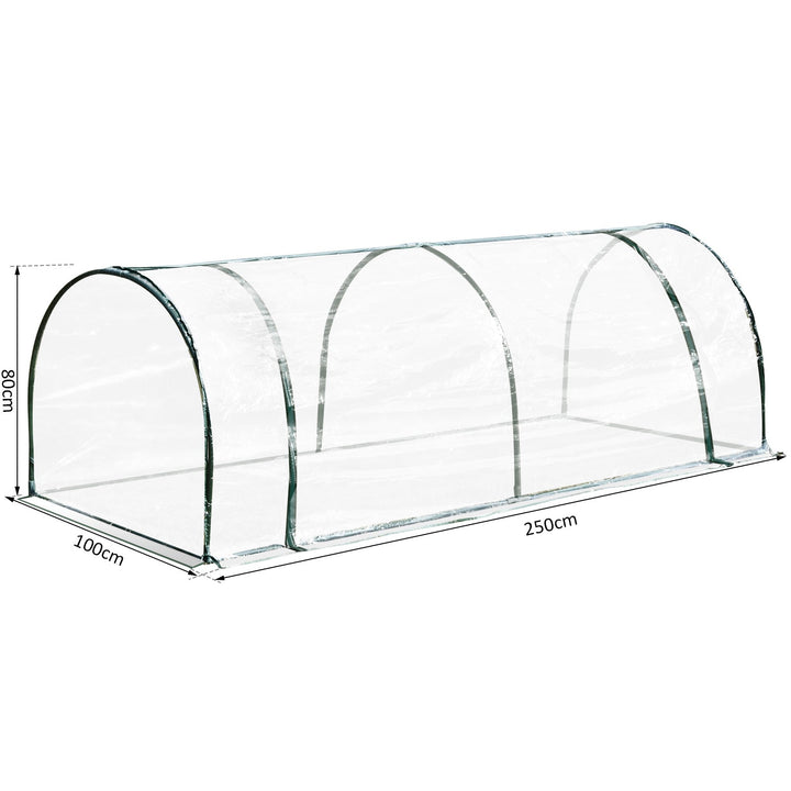 Estufa transparente para jardim ou terraço para cultivo de plantas e flores com porta zip 250x100x80cm PVC