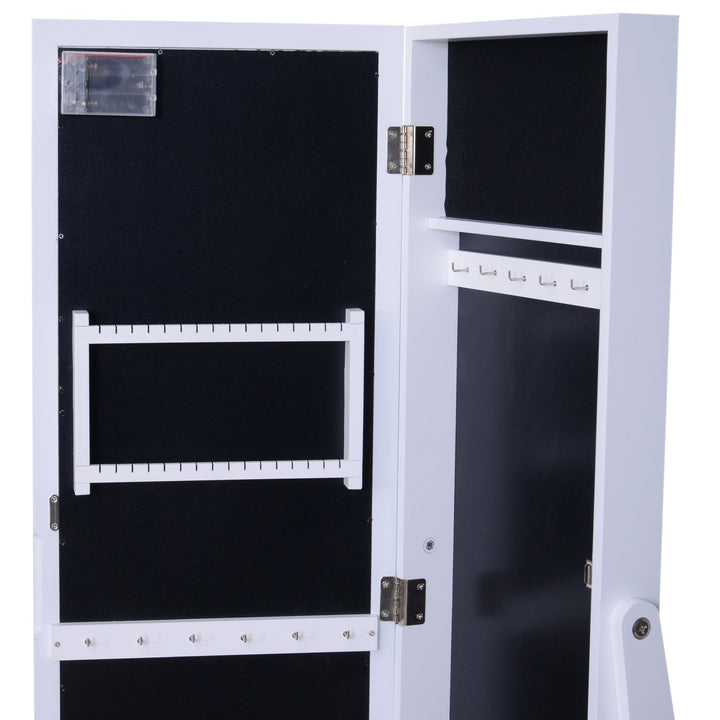 Guarda-Joias de Pé, com Espelho, Armário para Joias 16 Luzes LED Reclinável 36x30x136cm Branco