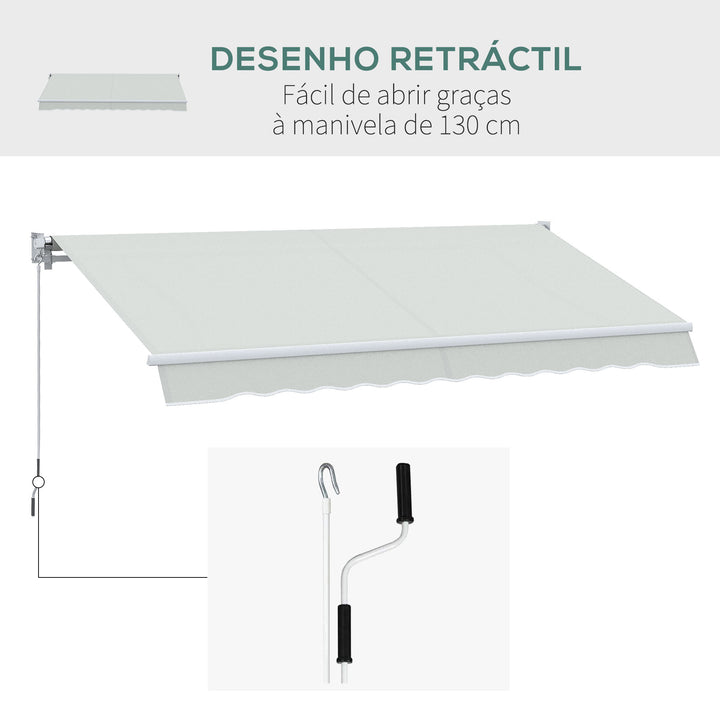 Toldo Manual Retrátil com Manivela 200x295 cm Toldo de Parede com Proteção Solar UV50+ e Estrutura de Alumínio para Jardim Varanda Exterior Creme