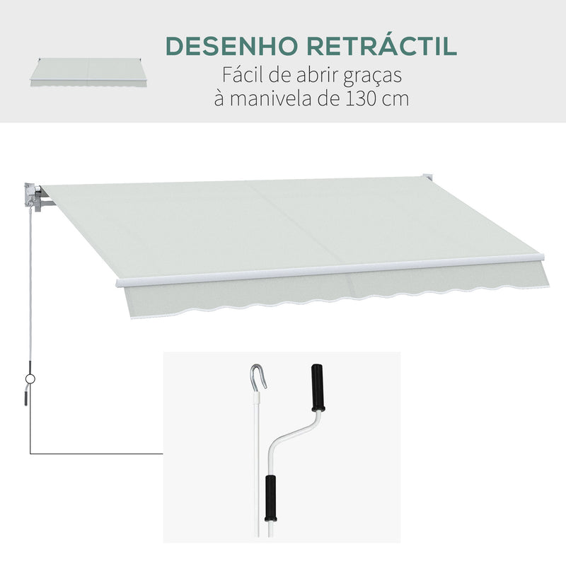 Toldo Manual Retrátil com Manivela 200x295 cm Toldo de Parede com Proteção Solar UV50+ e Estrutura de Alumínio para Jardim Varanda Exterior Creme